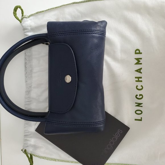 Longchamp Le Pliage Cuir Small Navy - Picture 8 of 10